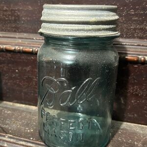 Blue ball mason jar with lid